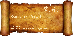 Kemény Antal névjegykártya